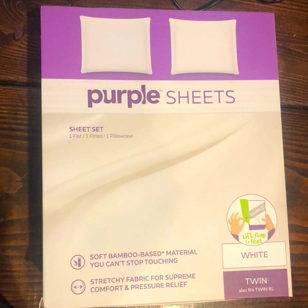 Purple sheets white twin